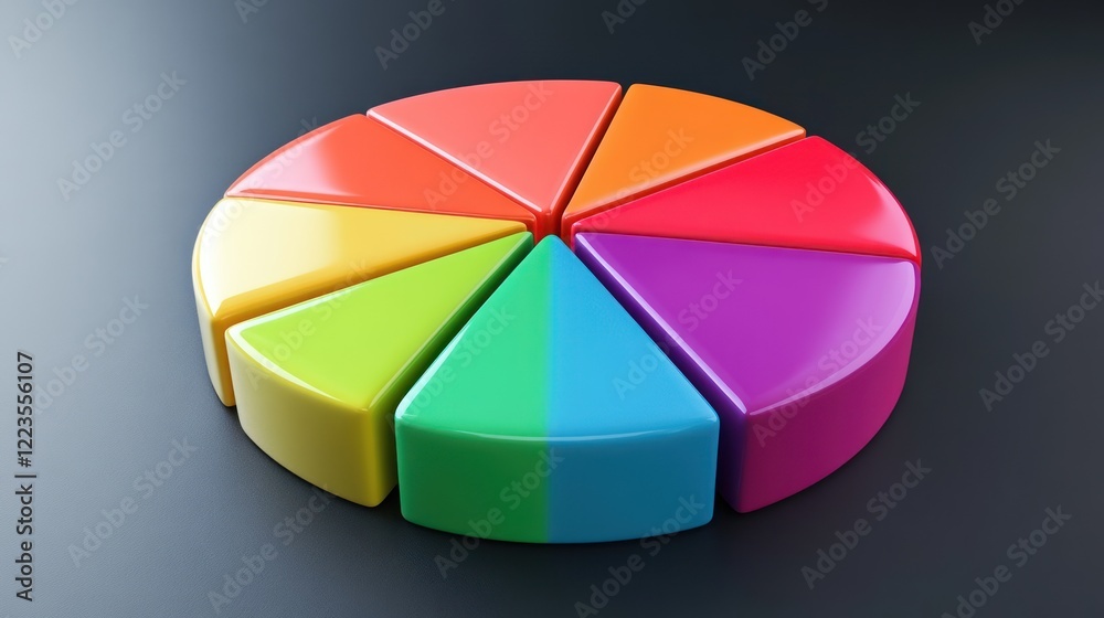 Poster Colorful Three Dimensional Pie Chart Data Visualization