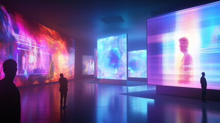 色彩が踊る幻想的な未来のデジタルアート空間