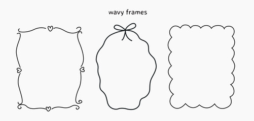 Hand Drawn SVG Wavy Frames, Wavy squiggle border, Whimsical Invites, Wedding Art Frames, Save The Date Frames, Frames Borders Clipart 