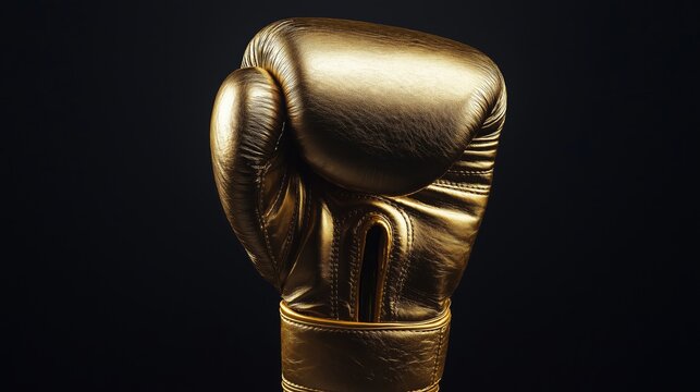 Gold winner boxing glove on a dark background. - Powered by Adobe