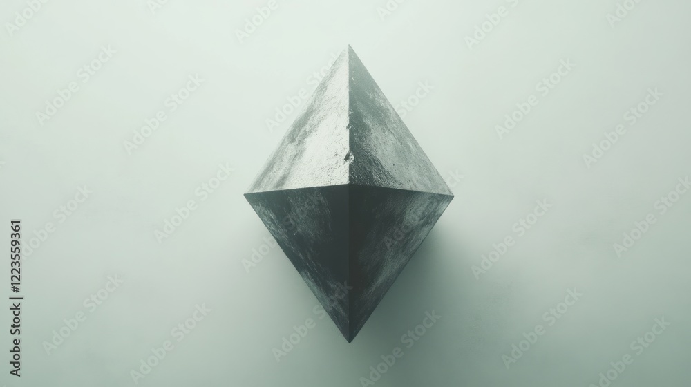 Poster grey stone octahedron on a light background