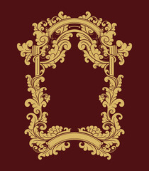 vintage ornament floral frame gold