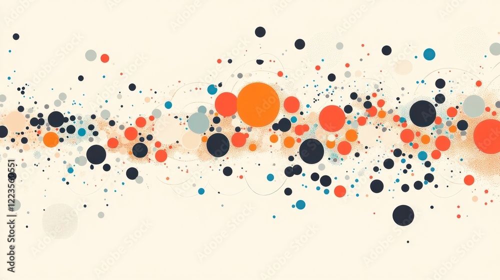 Poster Abstract Colorful Circles Flowing Dynamically Across Canvas