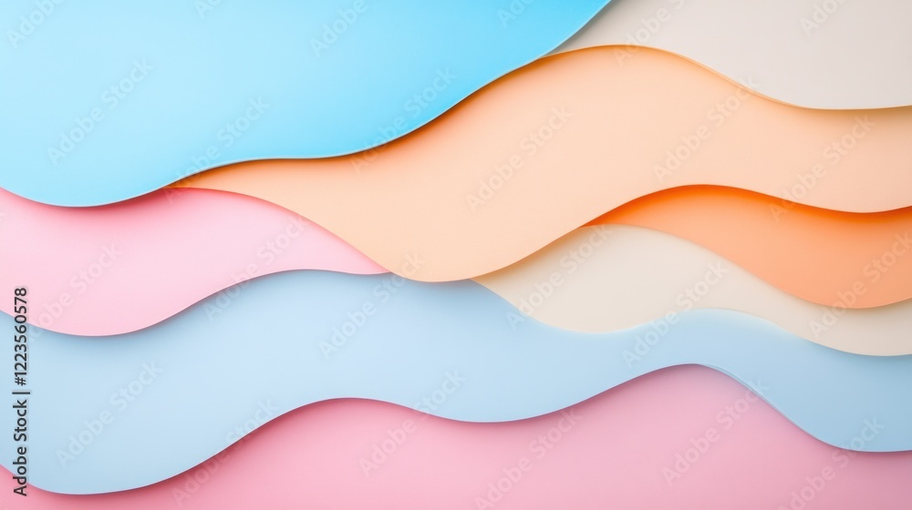 Poster Pastel Wave Layers Abstract Background Design