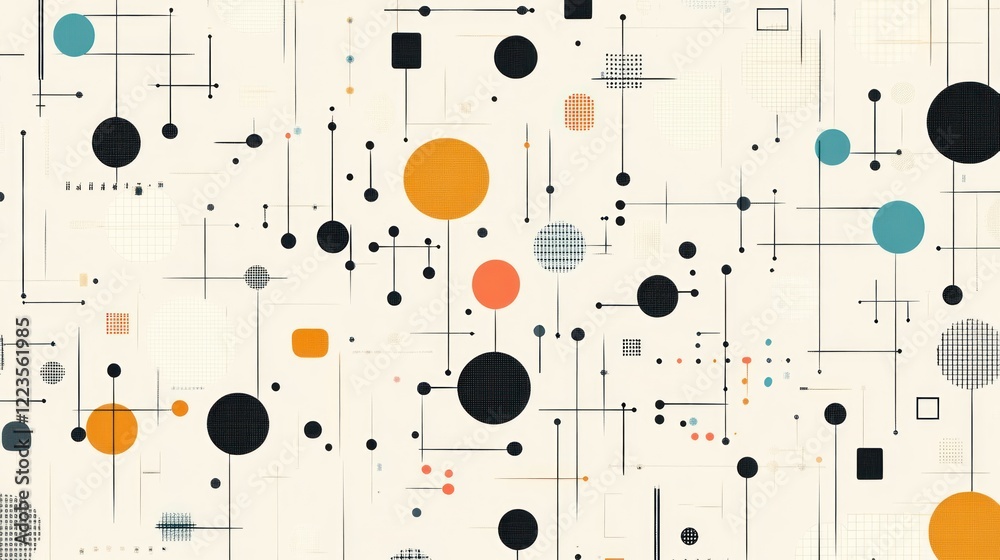 Poster Abstract Geometric Composition with Circles Lines and Squares