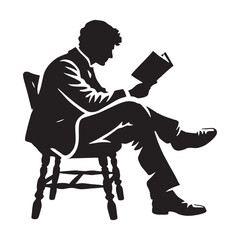Person depicted reading in silhouette for branding - reading person silhouette - reading person vector - reading person illustration - reading silhouette - reading vector
