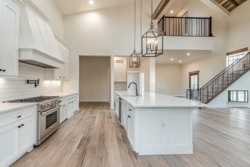 Contemporary White Farmhouse Kitchen: Bright Interior Spaces for Modern Living