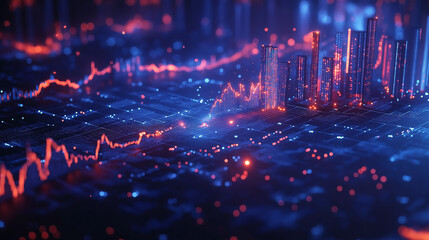 Obraz premium Futuristic Abstract Technology Background with Glowing Data Visualizations and Digital Elements