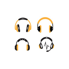 Vector headphones icon. Music device. Contemporary Flat Style. sound music illustration -  dj equipment.