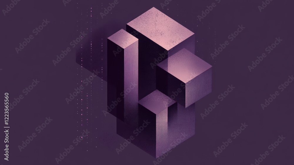 Poster abstract purple geometric cube structure design