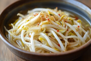Kimchee Kongnamul Guk is a soup made with kimchi and bean sprouts