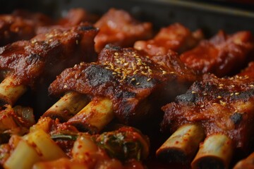Kimchi and braised pork ribs Korean dish