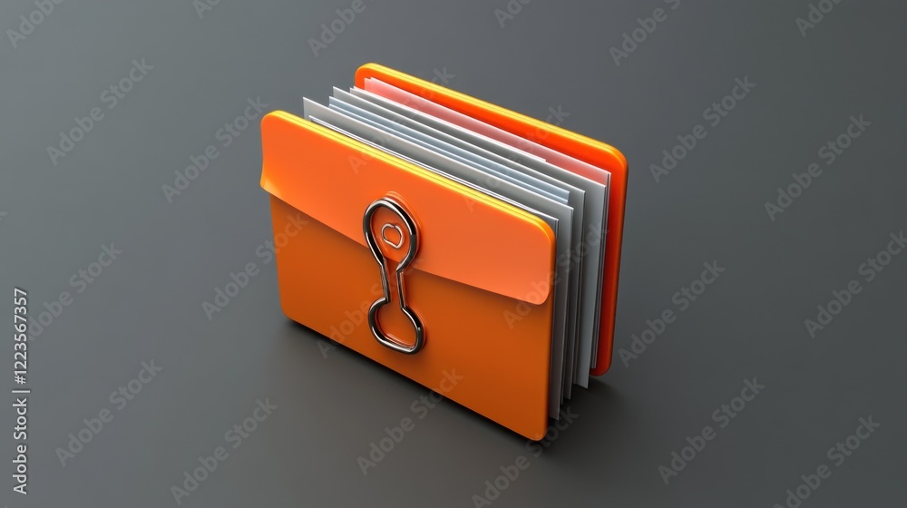 Poster Orange Folder Icon Contains Multiple Documents