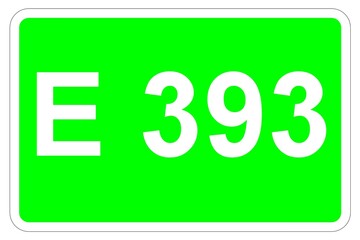 Illustration eines Europastraßenschildes der E 393 in Europa