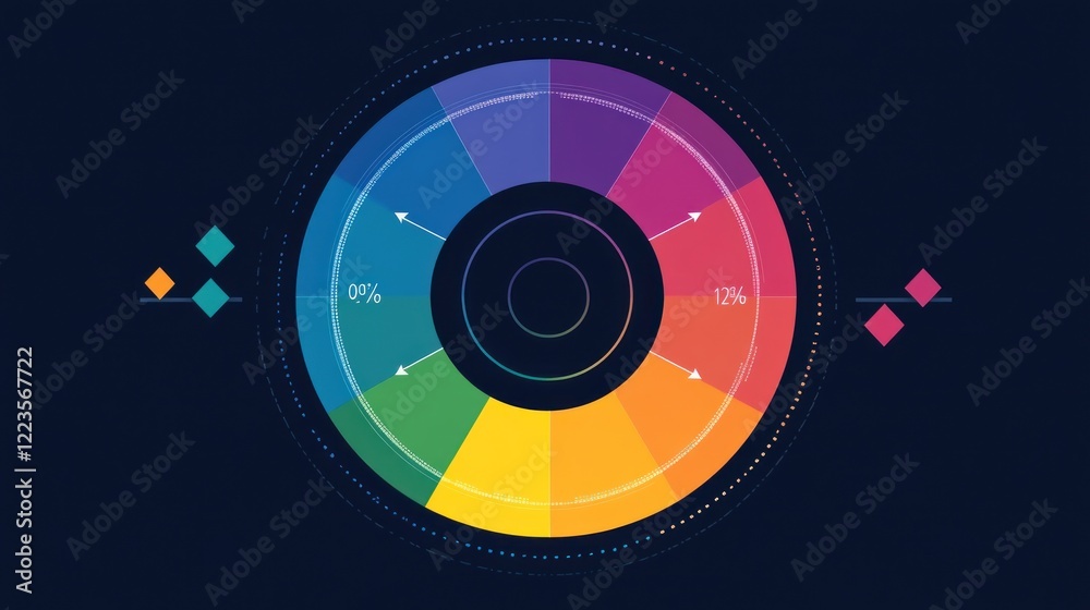Poster Colorful Circular Data Visualization Chart Showing Percentages