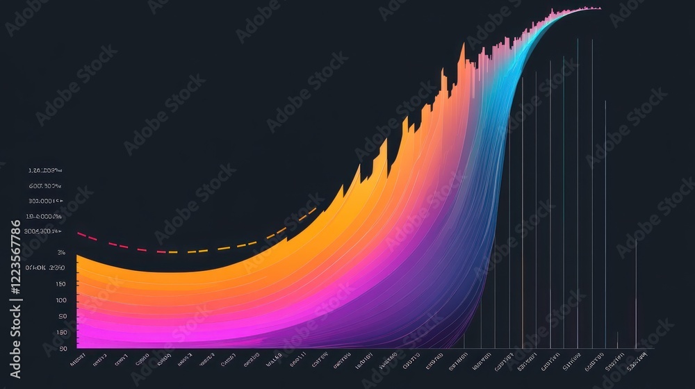 Aufkleber Abstract Data Visualization Showing Exponential Growth Pattern