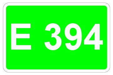 Illustration eines Europastraßenschildes der E 394 in Europa