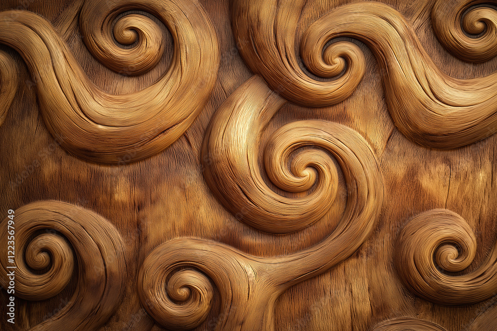Poster a wood grain pattern with intricate knots and swirls