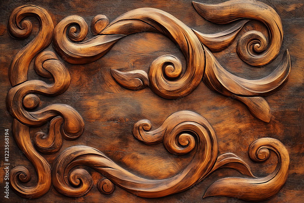 Poster a wood grain pattern with intricate knots and swirls