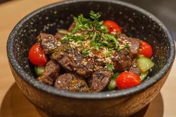 Fototapeta premium Korean beef soup hidden challenge