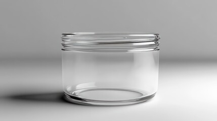 A clear glass jar stands on a white surface
