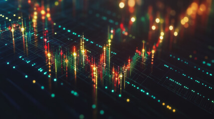 Fototapeta premium Abstract black background with Colorful charts and graphs with statistics to innovative analyze business potential and forecast future development of companies growth.