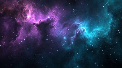Fototapeta premium Cosmic Nebula: A Dreamlike Purple and Teal Galactic Landscape
