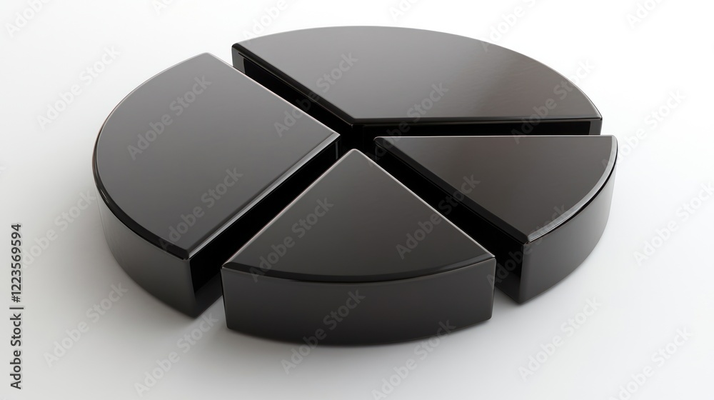 Poster black pie chart showing five unequal sections
