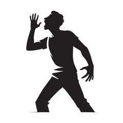 Silhouette showing a person shouting for impactful designs - shouting person silhouette - shouting person vector - shouting person illustration
