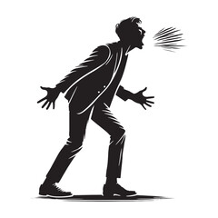 Bold shouting figure in silhouette for visual storytelling - shouting person silhouette - shouting person vector - shouting person illustration
