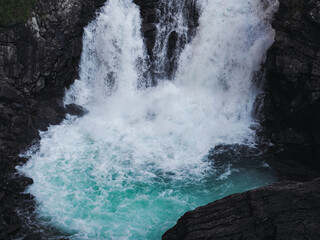 Waterfall in Norway in summertime 