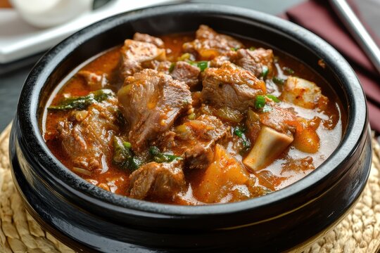 Korean dish with pork spine stew