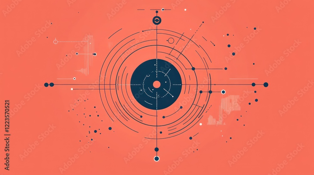 Poster Abstract Geometric Design Featuring Concentric Circles and Dots