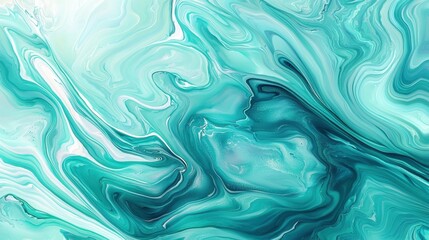 Obraz premium Colorful swirls of turquoise and white blend seamlessly, creating an abstract design that captivates with its fluidity and flow