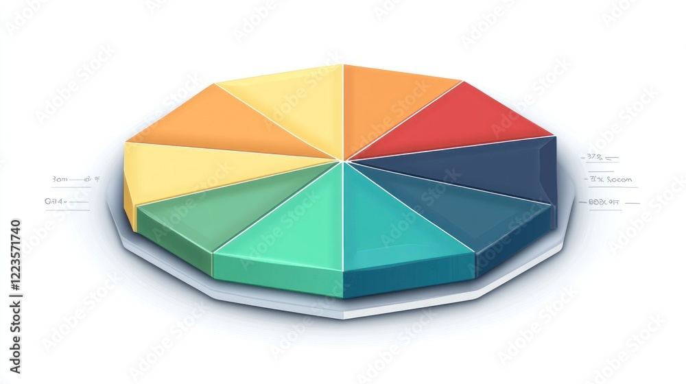 Poster Colorful segmented circular data visualization chart