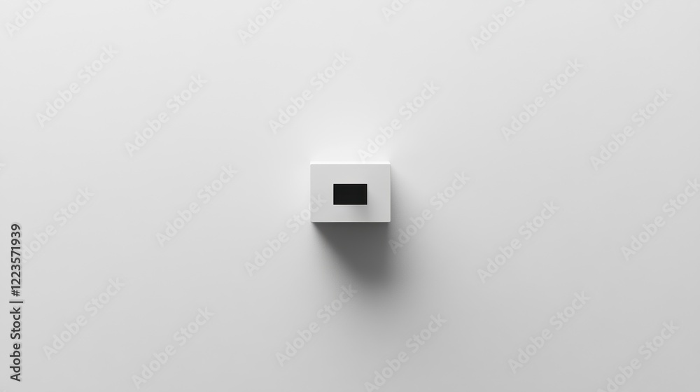 Poster White Cube With Small Black Square Centered