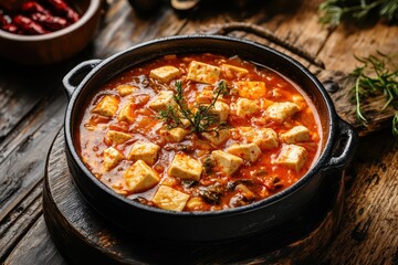 Korean spicy silken tofu stew known as Sundubu Jjigae a favorite in Korean dramas