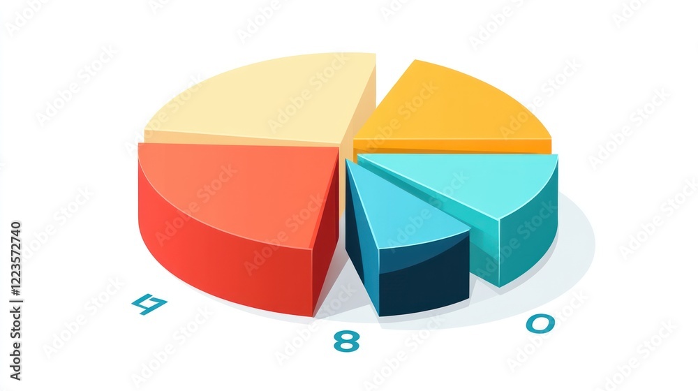 Poster Colorful three dimensional pie chart data visualization