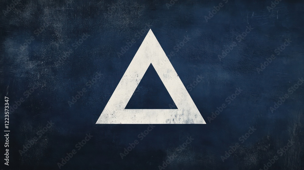 Poster white triangle on a dark blue textured background