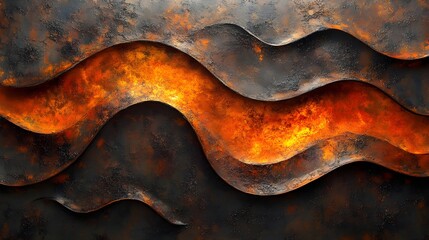 A background of rusted metal with vibrant orange and brown tones.