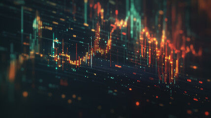 Abstract black background with Colorful charts and graphs with statistics to innovative analyze business potential and forecast future development of companies growth.