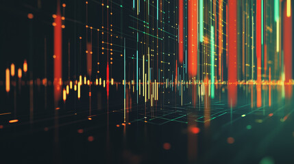 Abstract black background with Colorful charts and graphs with statistics to innovative analyze business potential and forecast future development of companies growth.