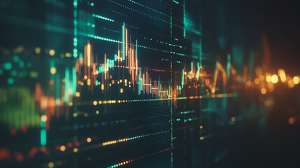 Abstract black background with Colorful charts and graphs with statistics to innovative analyze business potential and forecast future development of companies growth.