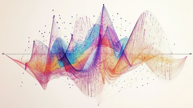 Abstract colorful data visualization with interconnected lines and points
