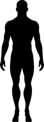 Standing male body black silhouette.