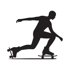 Simple silhouette of a skating person for clean art - skating person silhouette - skating person vector - skating person illustration

