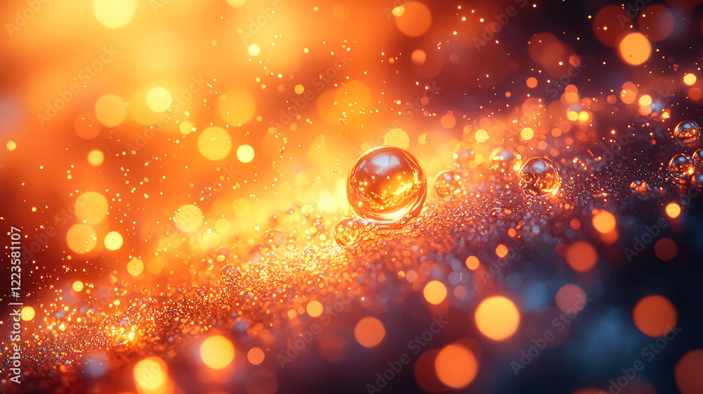 Wall mural blurry image of a ball with a lot of sparkles around it. the image has a dreamy, ethereal quality to