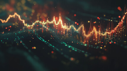 Fototapeta premium Abstract black background with Colorful charts and graphs with statistics to innovative analyze business potential and forecast future development of companies growth.