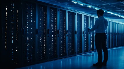 A high-security blockchain data center, fortified scene with servers and advanced encryption systems, Secure style