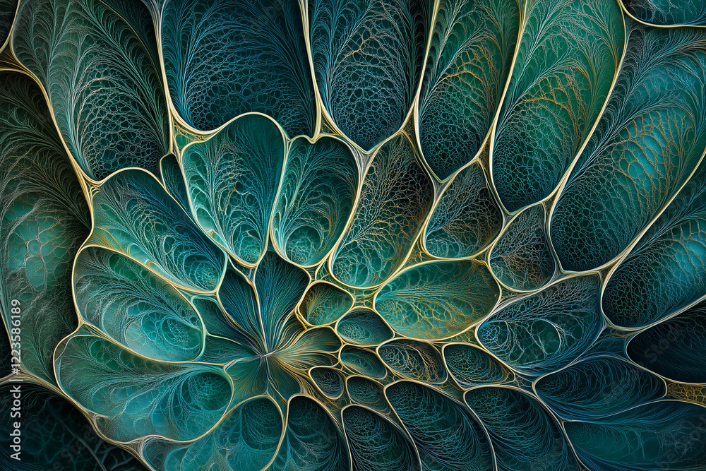 Poster an intricate close-up of tropical leaves with striking patterns